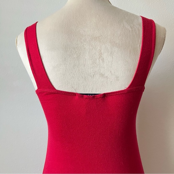 Bui Yah Kah Red Beaded V-neck Bodycon Pencil Dress with Square Back for Women - Picture 3 of 9